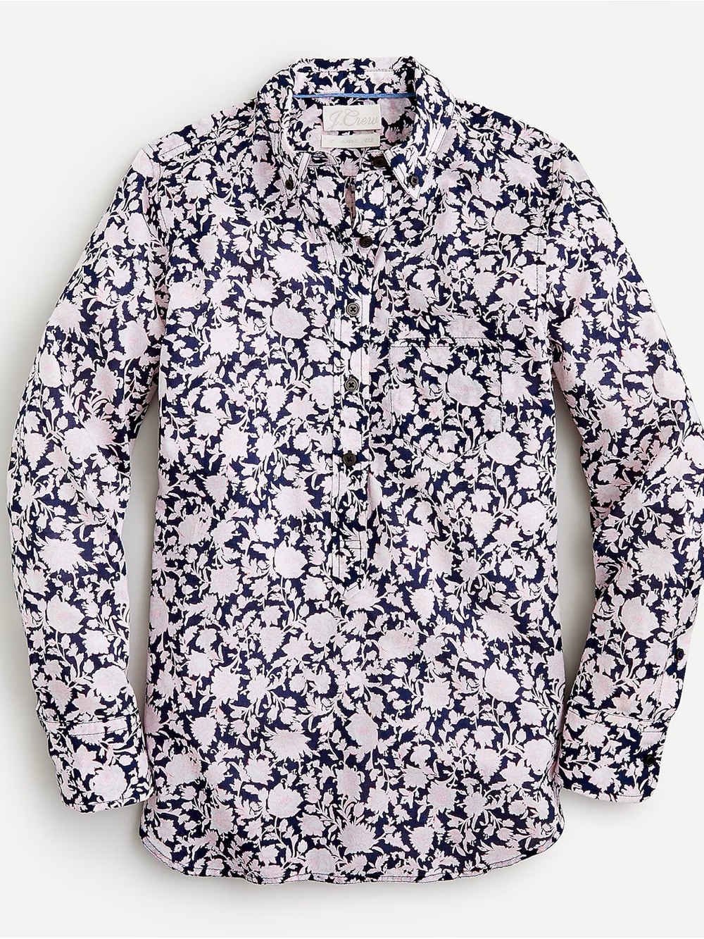 J.Crew Classic-fit cotton voile popover in rose vines